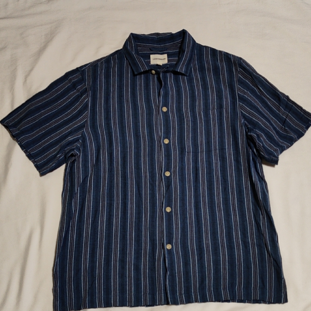 Lucky Brand Navy Striped Casual Shirt